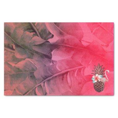 Pink Tropical Glitter Pineapple Luau Party Tissue Paper