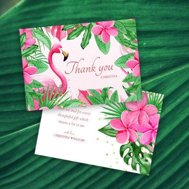 Pink Tropical Summer Bridal Shower Thank You Invitations
