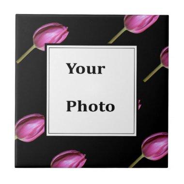 Pink Tulip Flower Photo Floral Custom Gift Favor Ceramic Tile