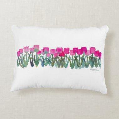 Pink Tulip Grove Accent Pillow