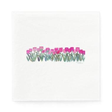 Pink Tulip Grove Luncheon Napkins