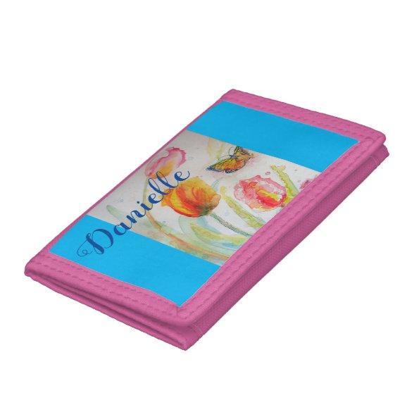 Pink Tulip Tulips Floral Customized Girls Wallet