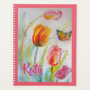Pink Tulip Tulips Floral Flowers Notebook Planner