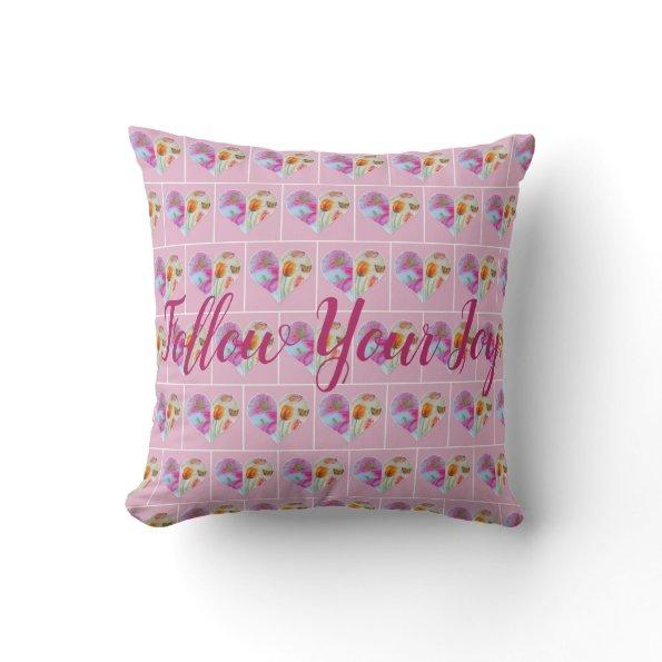 Pink Tulip Tulips Floral Watercolor Flower Cushion