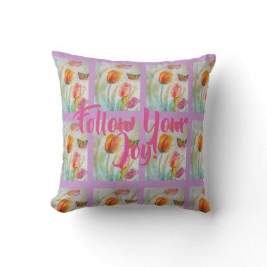 Pink Tulip Tulips Floral Watercolor Purple Cushion