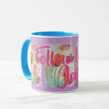Pink Tulip Tulips Floral Watercolor Purple Mug