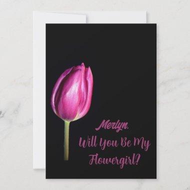 Pink Tulip Will You Be My Flowergirl Wedding Invitations