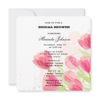 Pink Tulips Bridal Shower Invitations