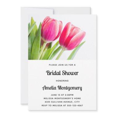 Pink Tulips with Green Leaves Photo