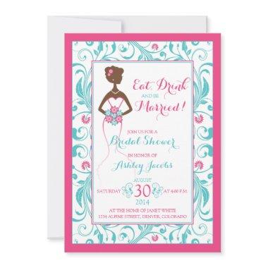 Pink Turquoise Bride Eat Drink