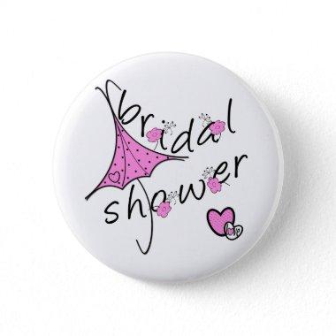 Pink Umbrella Bridal Shower Button