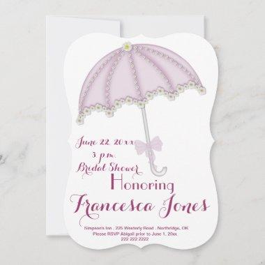 Pink Umbrella Bridal Shower Invitations