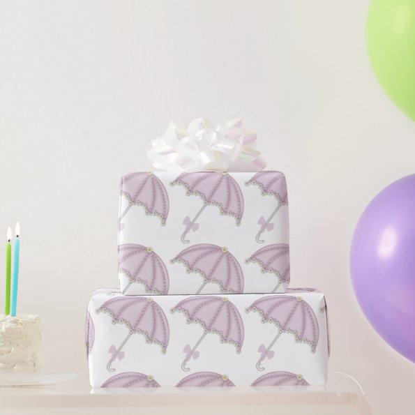 Pink Umbrella Wrapping Paper