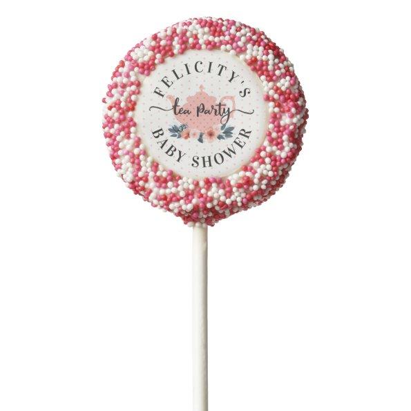 Pink Vintage Floral Tea Party Girl Baby Shower Chocolate Covered Oreo Pop