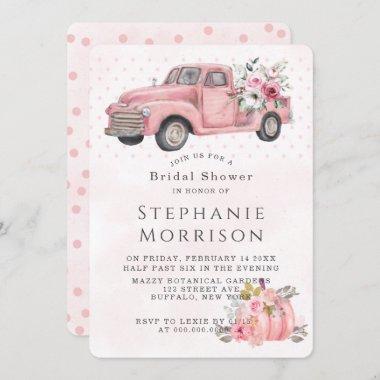 Pink Vintage Truck Bridal Shower Invitations