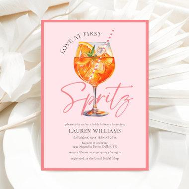 Pink Watercolor Aperol Spritz Bridal Shower Invitations