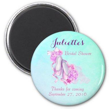 Pink Watercolor Ballet Shoes Bridal Shower Magnet