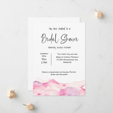 Pink Watercolor Bridal Wedding Shower Announcement