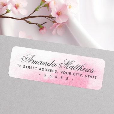 Pink watercolor calligraphy script address label