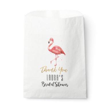 Pink Watercolor Flamingo Gold | Bridal Shower Favor Bag