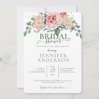 Pink Watercolor Floral Bouquet Bridal Shower Invit Invitations