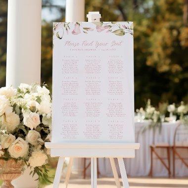 Pink Watercolor Floral Bridal Shower Seating Chart Foam Board