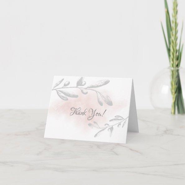 Pink Watercolor Floral Bridal Shower Thank You