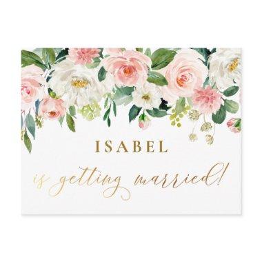 Pink Watercolor Floral Calligraphy Bridal Shower PostInvitations