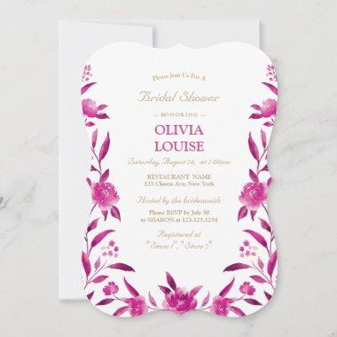 Pink Watercolor floral Chinoiserie bridal shower Invitations