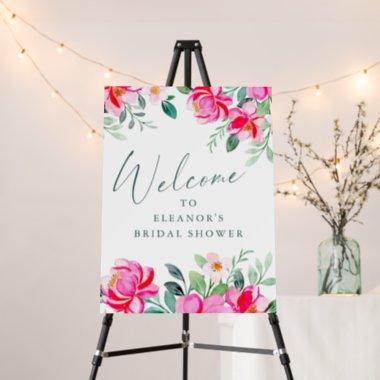 Pink Watercolor Floral Custom Shower Welcome Sign