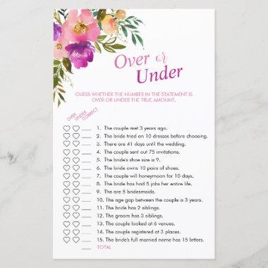 Pink Watercolor Floral Over Or Under Shower Game