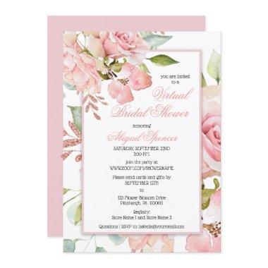 Pink Watercolor Floral Virtual Bridal Shower Invit Invitations