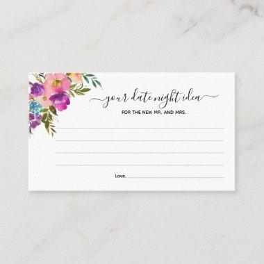 Pink Watercolor Floral Your Date Night Idea Enclosure Invitations