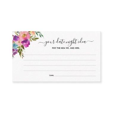 Pink Watercolor Floral Your Date Night Idea Enclosure Invitations