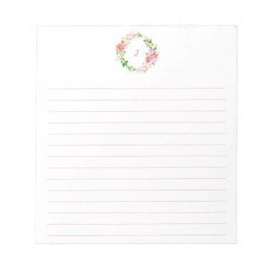 Pink Watercolor Flowers  Custom Notepad