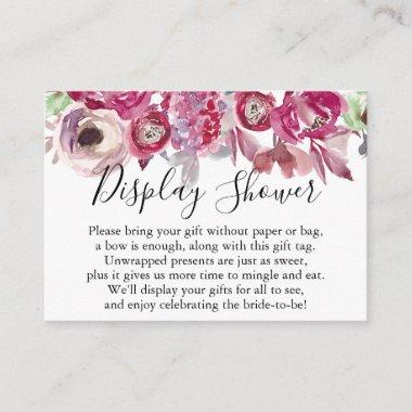 Pink Watercolor Flowers No Wrap Bridal Shower Enclosure Invitations
