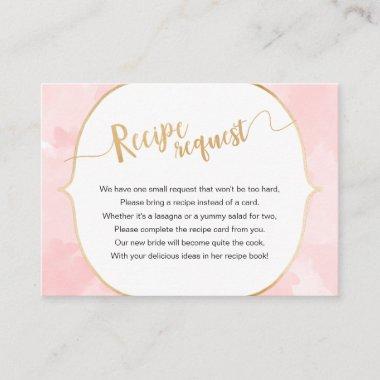 Pink Watercolor Gold Recipe Request Enclosure Invitations