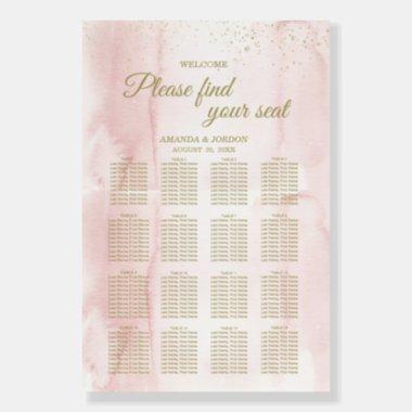 Pink Watercolor Gold Type Seat Chart Welcome Sign