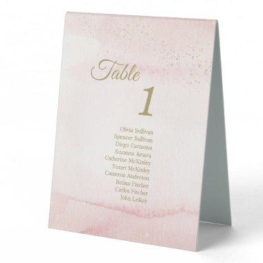 Pink Watercolor Gold Type Table Tent Sign Guests