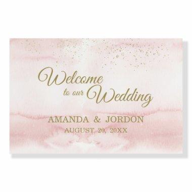 Pink Watercolor Gold Type Wedding Welcome Sign