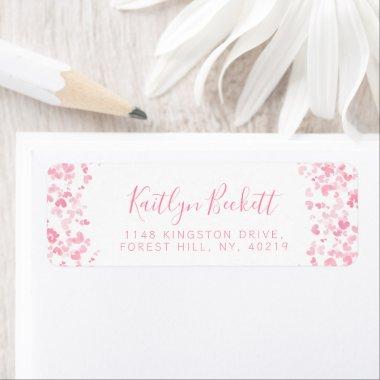 Pink Watercolor Hearts Romantic Valentine's Day Label