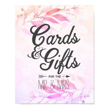 Pink Watercolor Leaves  & Gifts Wedding Decor