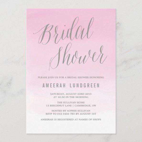 Pink Watercolor Ombre Bridal Shower Invitations