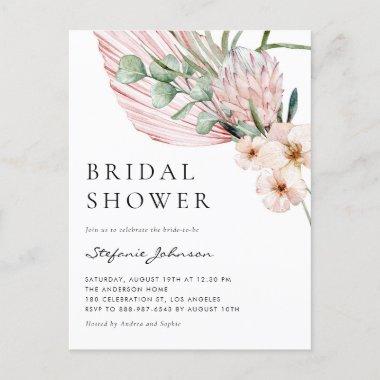 Pink Watercolor Protea Tropical Bridal Shower Invitation PostInvitations