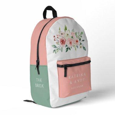 Pink Watercolor Rose Bride Backpack