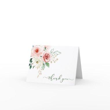 Pink Watercolor Rose Thank You
