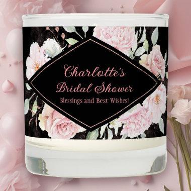 Pink Watercolor Roses Bridal Shower Scented Candle