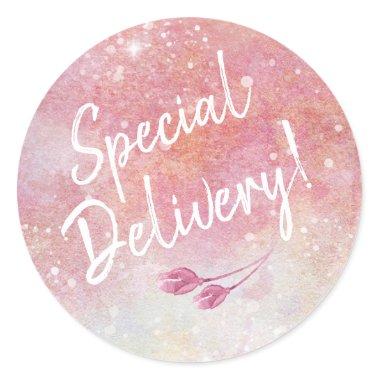 Pink Watercolor Special Delivery Envelope Seals