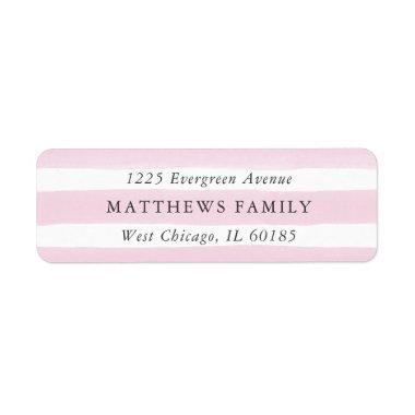Pink Watercolor Stripe Return Address Labels