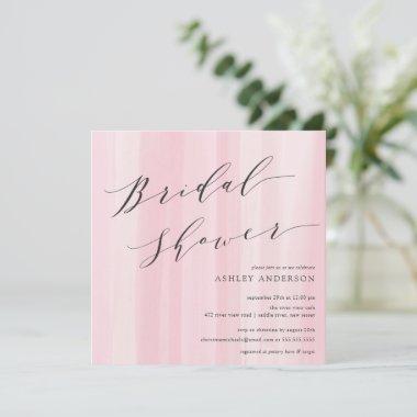 Pink Watercolor Stripes Bridal Shower Invitations